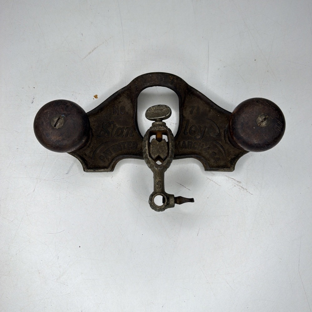 Early STANLEY No 71 1/2 Router Plane Patent March 4, 1884 Made in USA 1 Cutter